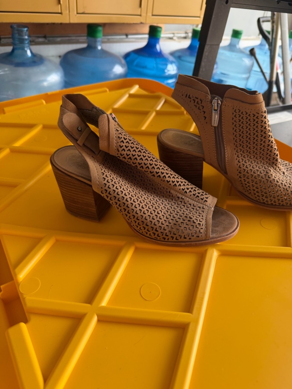 Vince Camino Women’s Tan Perforated Block Heel Sandals